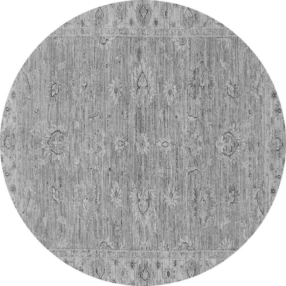 Ahgly Company Indoor Round Abstract Gray Modern Area Rugs, 8' Round
