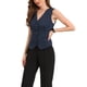 thumbnail image 4 of Chaleco de mujer sin mangas con cuello en V, botones y rayas, estilo moderno, atuendos casuales, M, azul oscuro, 4 of 6