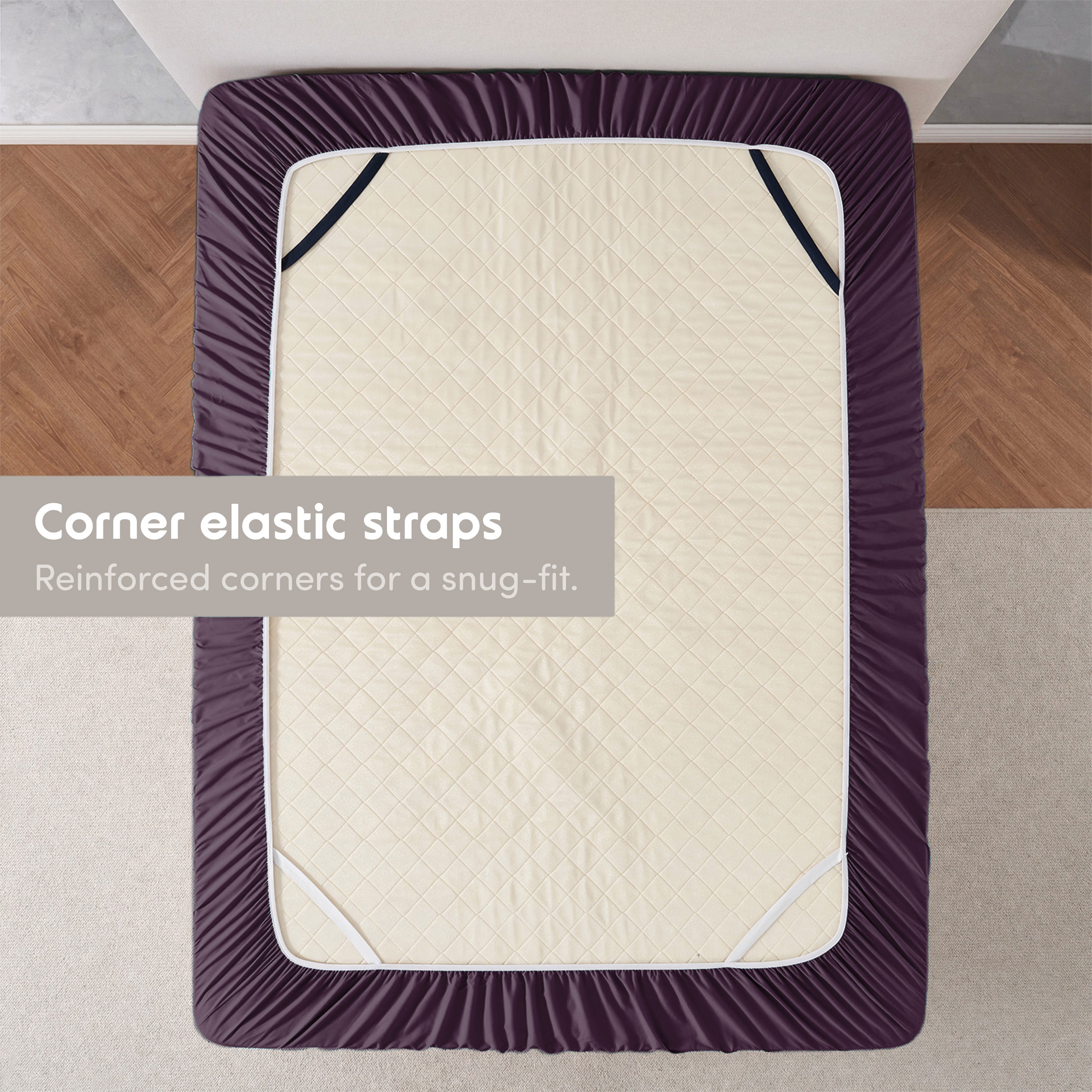 Lammaloe 4 Pack Extra Deep Pocket King Fitted Sheet Only, Fits 18" to 24" Mattress, Soft Microfiber Fitted Bed Sheet, Purple Eggplant