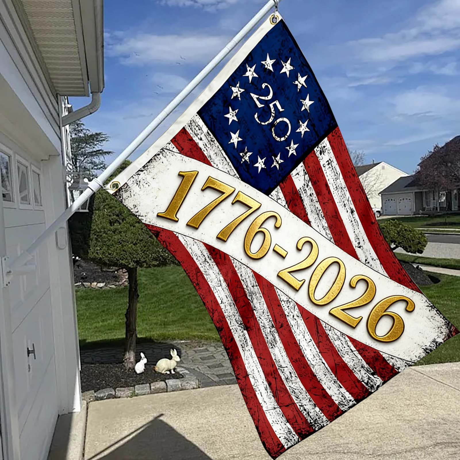 Clearance! 250th Anniversary Flag 3x5 Feet, USA Commemorative Patriotic Flag for Indoor and Outdoor Use, Reinforced Brass Grommets, Ideal for Yards, Balconies, and Patriotic Celebrations