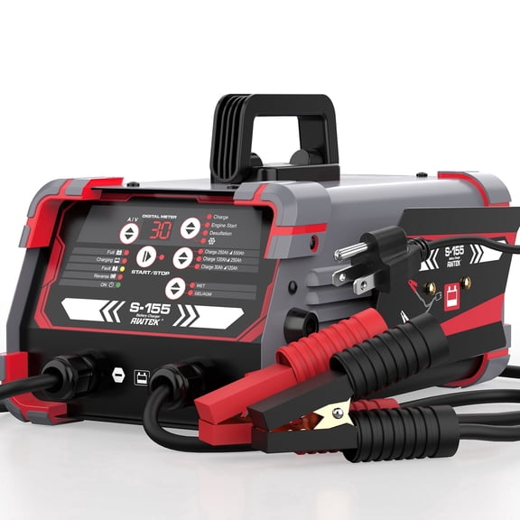 Awtek 12V 24V Car Battery Charger & Engine Starter, 0-30A Automatic Battery Maintainer, 150 Cranking Amps, Jump Starter & Smart Trickle Charger