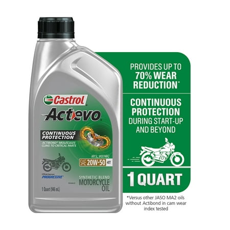 Castrol Actevo 4T 20W-50 Part Synthetic Motorcycle Oil, 1 Quart