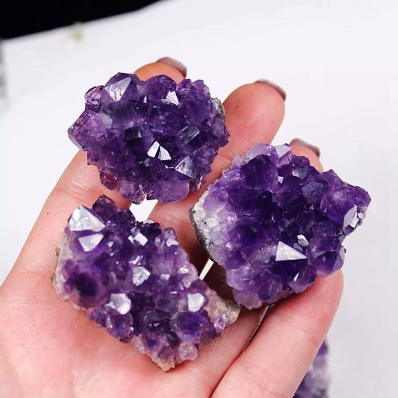 K-KED 5Pcs Natural Brazilian Amethyst Cluster Quartz Crystal Druzy Geode Stone Healing