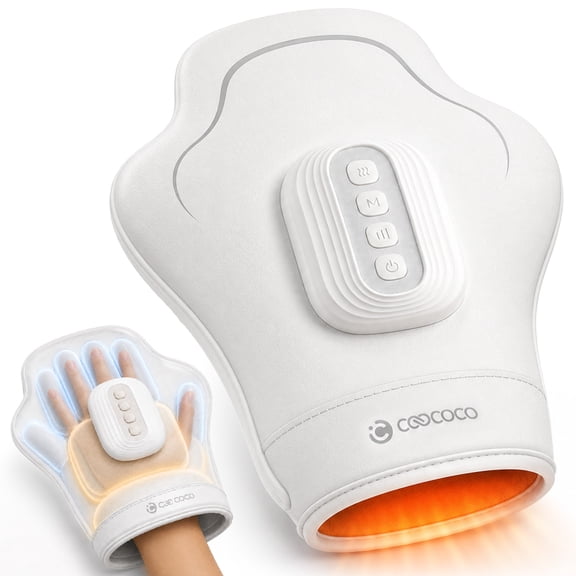 CooCoCo Hand Massager with Heat, Cordless Hand Massage Machine with 5 Pressure Levels, 3 Massage Modes, 3 Heat Settings