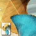 thumbnail image 3 of Ginkgo Leaf Canvas Wall Art Hanging Wall Decor Style B, 17.72" x 11.81" Golden and Blue Plant Leaves Painting, for Kitchen, Living Room, Bedroom, Entryway (No Frame), by Kingtowag, 3 of 3