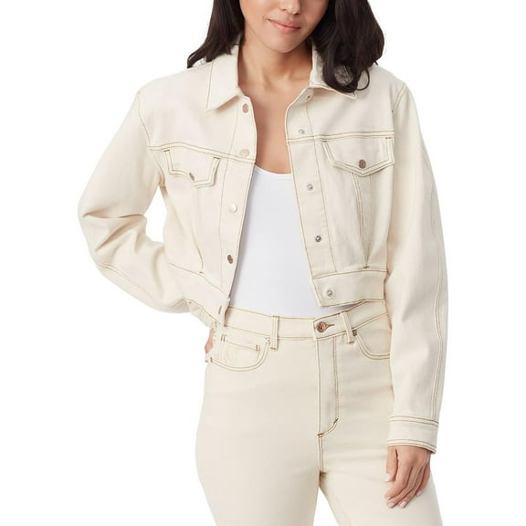 Women's Gloria Vanderbilt x Christian Siriano Cropped Denim Trucker Jacket Natural Beige XL