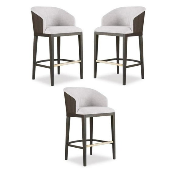 Home Square Upholstered Bar Stool in Midnight Brown - Set of 3