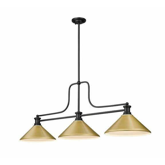 3 Light Billiard with Shade-21 inches Tall and 14 inches Wide-Satin Gold Shade Color Bailey Street Home 372-Bel-4961705