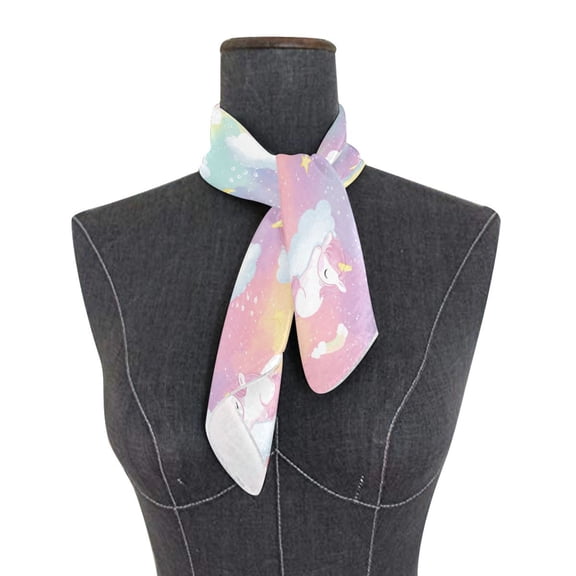 Square Scarf 24x24 Inch Cute Cloud Unicorn Print Silky Satin Sun Protection Neck Scarf for Women Multi-Purpose Head Wrap Bandana for Hair Bag Decoration