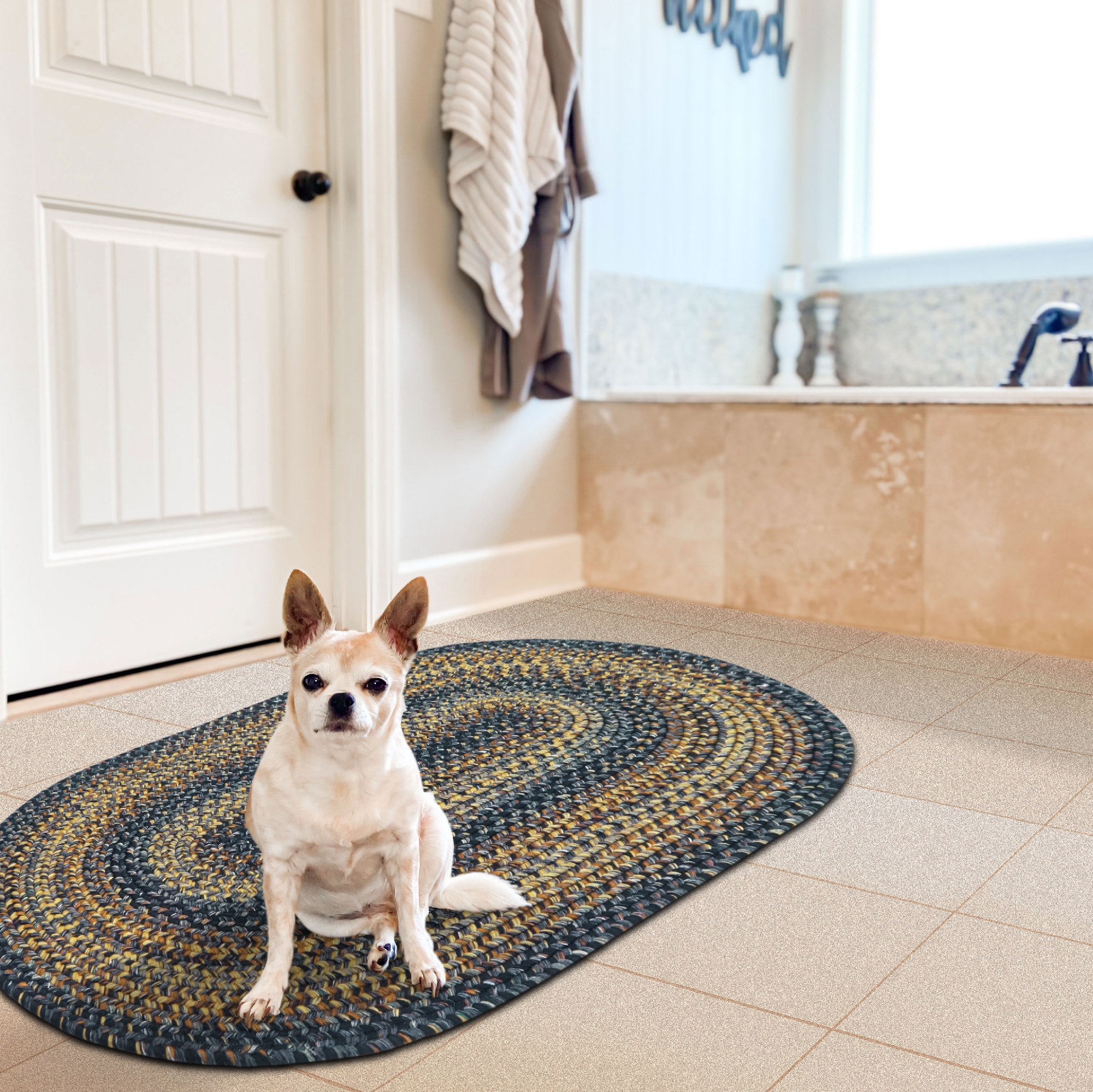 Homespice Black Forest Small Rugs For Entryway 20x30" Braided Rugs Oval