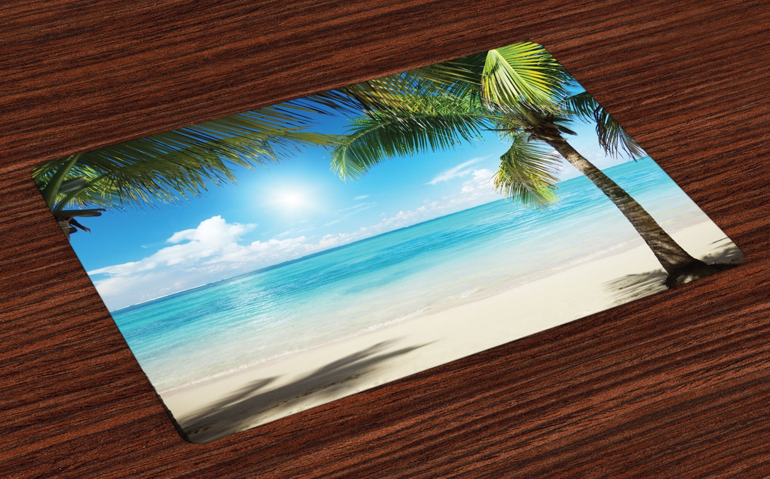 Tropical Beach Placemats Set of 4 Coconut Palm Trees Shadows On