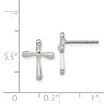 thumbnail image 2 of 925 Sterling Silver Diamond Cross Stud Earrings Ball Button Religious, 2 of 6