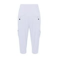 thumbnail image 4 of SNKSDGM Women's Plus Sweatpants Women Tall Inseam White Linen Pants Women Women Comfortable Elastic Waist Button Side Pockets Two Pocket Yoga Cropped Cargo Cropped Pants, 4 of 4