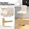 thumbnail image 5 of Westice Velvet Swivel Bar Stools Set of 4 with Tufted Back & Gold Base, Beige, 5 of 9