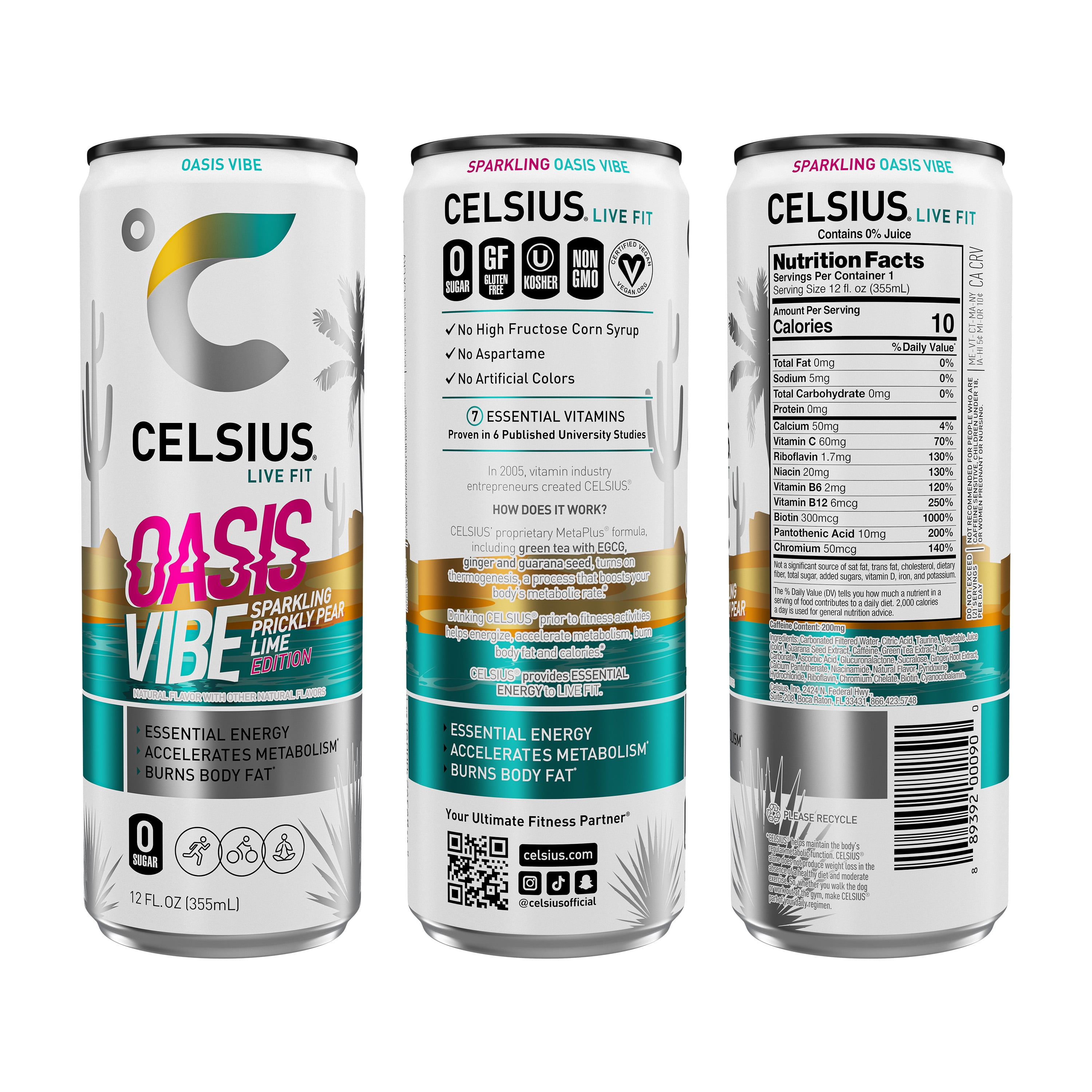 CELSIUS Sparkling Summer Vibe Variety Pack, Functional Energy Drink 12 fl oz (Pack of 12)