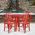 thumbnail image 2 of Flash Furniture Commercial Grade 24" Round Red Metal Indoor-Outdoor Table Set with 4 Vertical Slat Back Chairs, 2 of 5