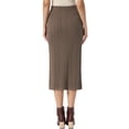 thumbnail image 3 of INSPIRE CHIC Cable Knit Sweater Skirt for Women's Elastic Waist A-Line Side Slit Casual Ribbed Knit Maxi Skirt S Brown, 3 of 6
