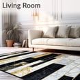 thumbnail image 2 of ODIKA 4'x6' Machine Washable Non-Slip Area Rug, Golden Strata Black Gold Layered Rock Design High Traffic Rug, Black, 83167, 2 of 7