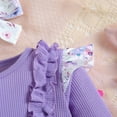 thumbnail image 4 of Mercatoo 4Pcs Toddler Baby Girls Clothes Ruffle Long Sleeve Romper Floral Pants+Headband Baby Girl Outfits for 1 to 18 Months, 4 of 9