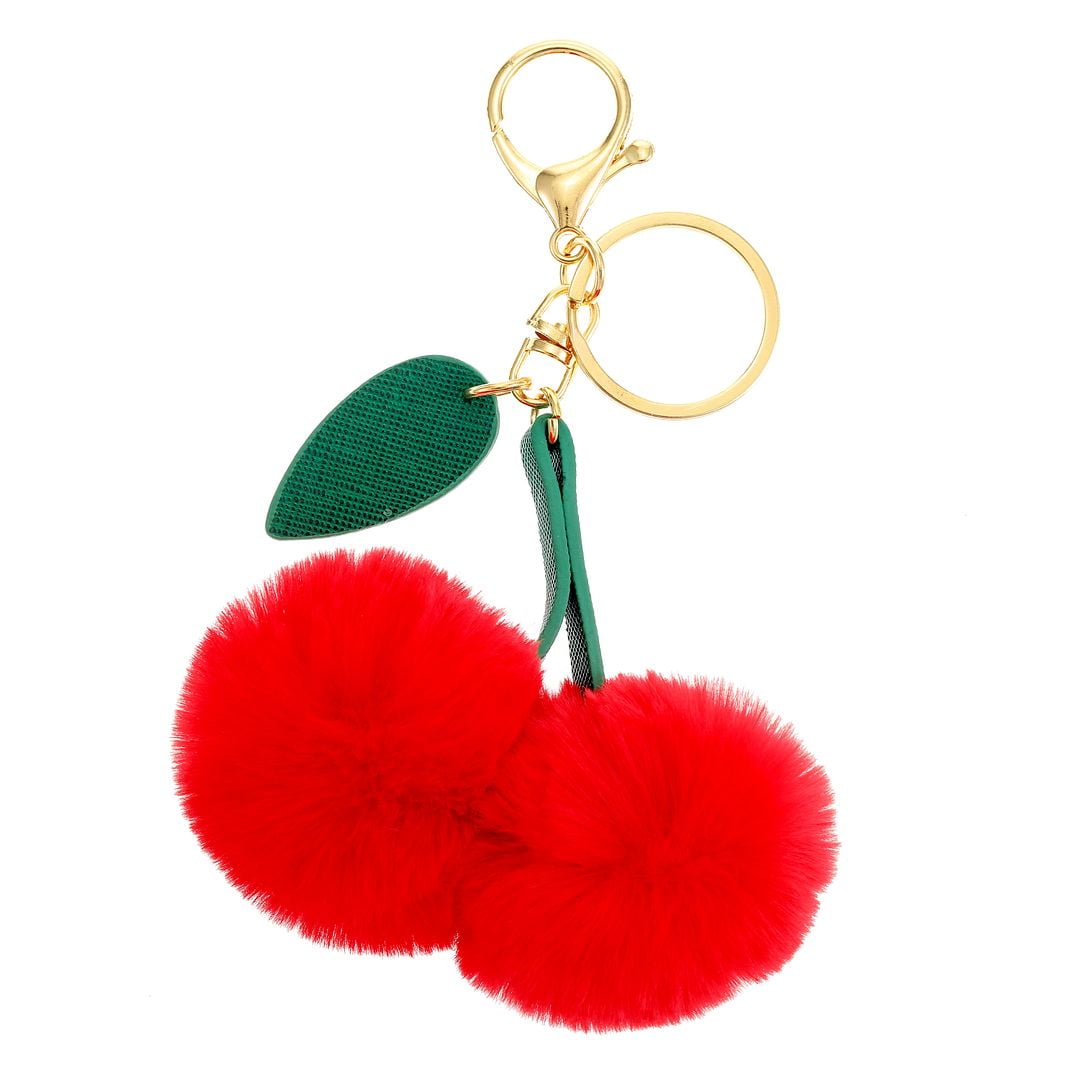 No Boundaries Cherry Puff Key Ring with Clip, Red