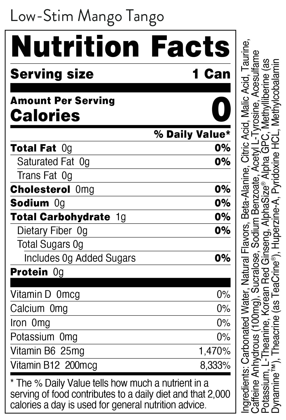 Bucked Up Energy Drink, Low Stim Mango Tango, 16 fl oz, 100 mg Caffeine