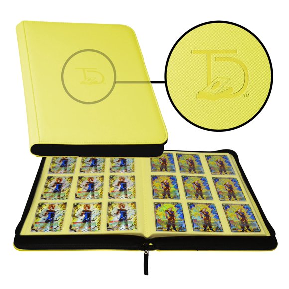 Carpeta para cartas TopDeck de 500 tarjetas, sin anillas, con cierre, amarilla