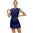 thumbnail image 4 of iiniim Women Flowy Tulle Skirted Leotard Contemporary Lyrical Dance Dress Ballet Dancewear Navy Blue M, 4 of 7