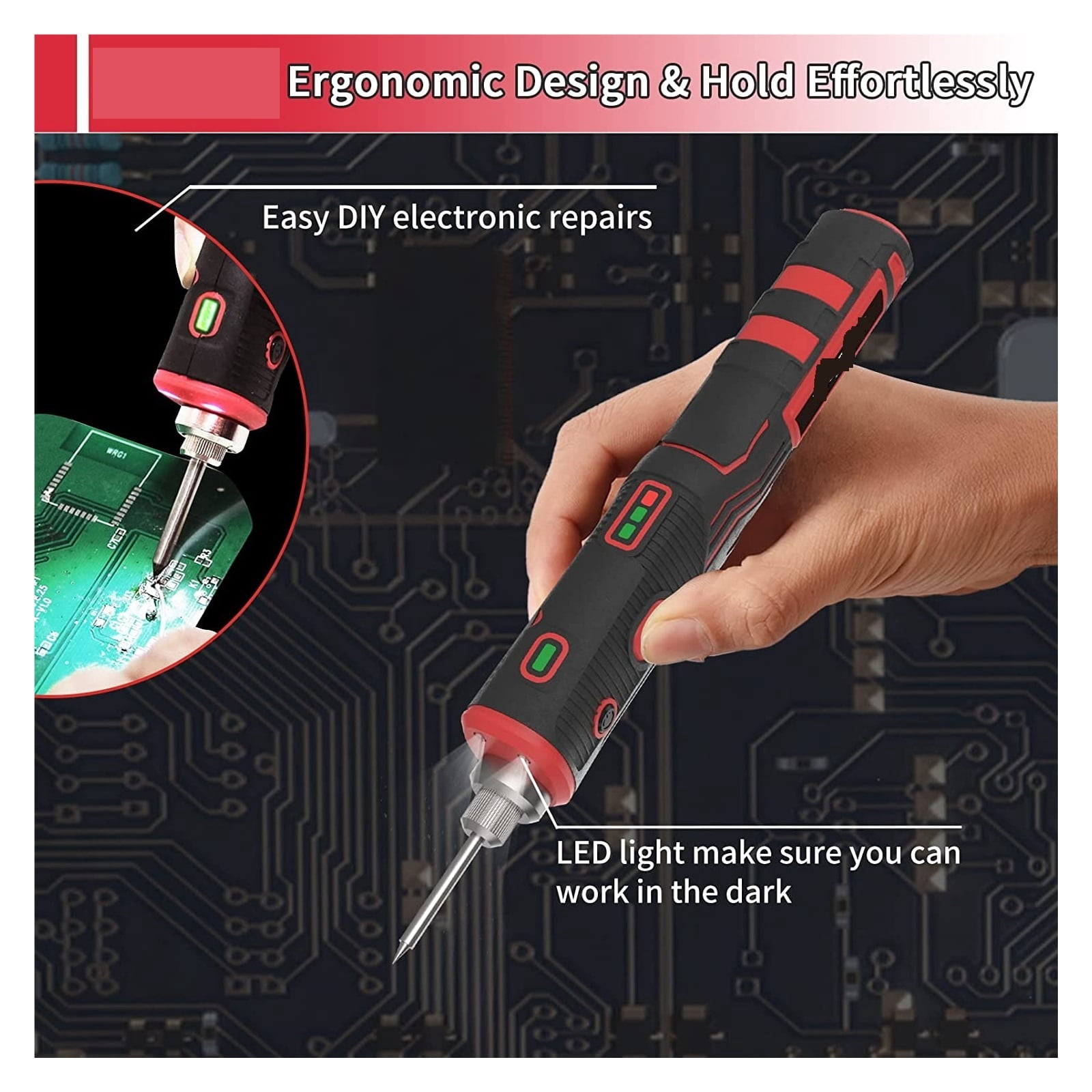 Cordless Electric Soldering Iron Kit,Rechargeable Soldering Tool,Professional Portable Welding Tool ,Accurate Temperature Control