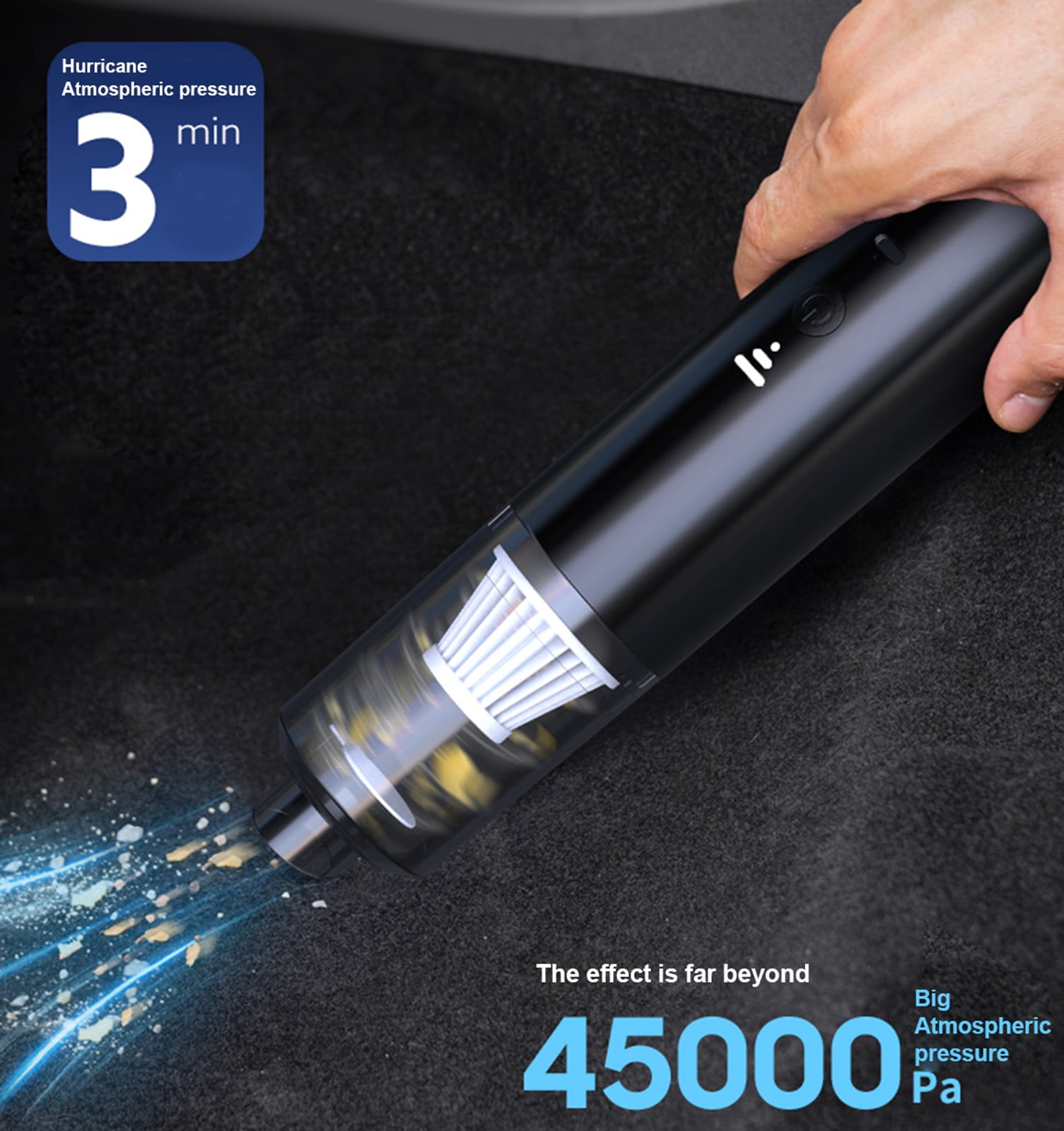 iSpchen Cordless Car Vacuum Cleaner, 4000Pa Strong Suction, Wet/Dry Use, Type-C Charging