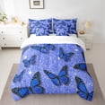thumbnail image 2 of Feelyou Romantic Fashion Butterfly Bedding Comforter Set 7 Pieces, Glitter Sequin Print Blue Full Bedding Set, Kawaii Animal Fitted Sheet Flat Sheet, Microfiber Bedroom Decor, 2 of 7