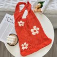 thumbnail image 3 of Bolso de mano para mujer, bolso estético de hadas, accesorios de hadas, bolso de flores, bolso de punto, bolso de hombro hueco de malla, 3 of 5