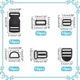 thumbnail image 2 of 60pcs Plastic Buckle Set 10pcs Ladder Lock Slider Buckle 10pcs Side Release Buckle 20pcs Tri-Glide Adjuster Buckle 10pcs D-ring 10pcs Rectangle Loop Buckle for Nylon Strap Webbing Collar, 2 of 7