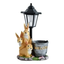 Garden Creative Flower Pot Outdoor Solar Light Animal Sculpture Ornaments Garden Path Landscaping Decoration