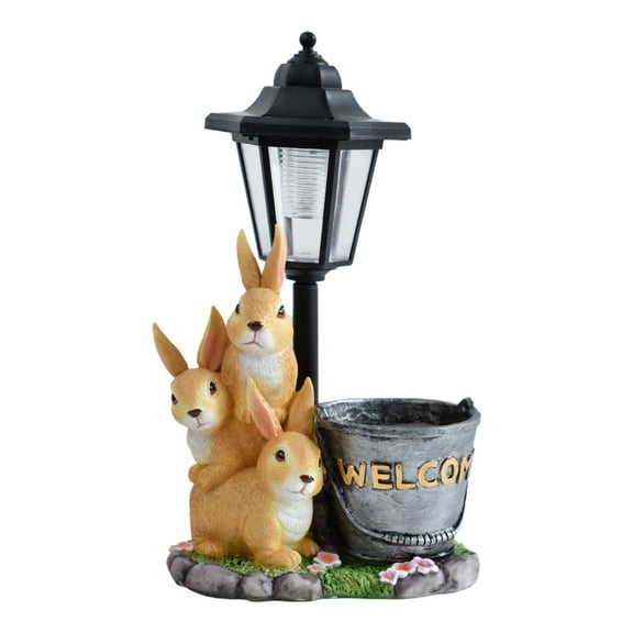 Garden Creative Flower Pot Outdoor Solar Light Animal Sculpture Ornaments Garden Path Landscaping Decoration