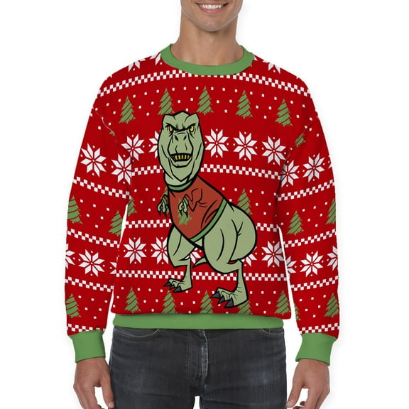 Ugly Sweater Dinosaur Full Print Sweatshirt Men -Smartprints Designs, Male 3X-Large