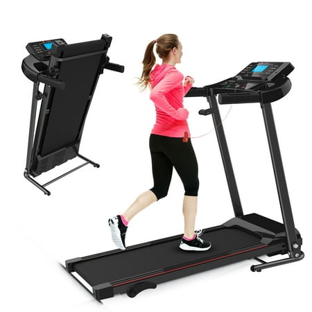 SKONYON 2.5HP Folding Treadmill Electric Treadmill with Manual Incline Wireless Bluetooth Speakers LCD Screen Shock-Absorbent
