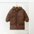 thumbnail image 3 of Fjofpr Toddler Girls Clothes 2T - 3T Children's Solid Color Long Sleeved Hooded Thick Coat Medium And Large Children's Casual Warm Coat Coffee 3 Years, 3 of 7