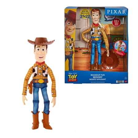 Disney Pixar Toy Story Roundup Fun Woody Talking Action Figure (12 in), Poseable with 20 Phrases