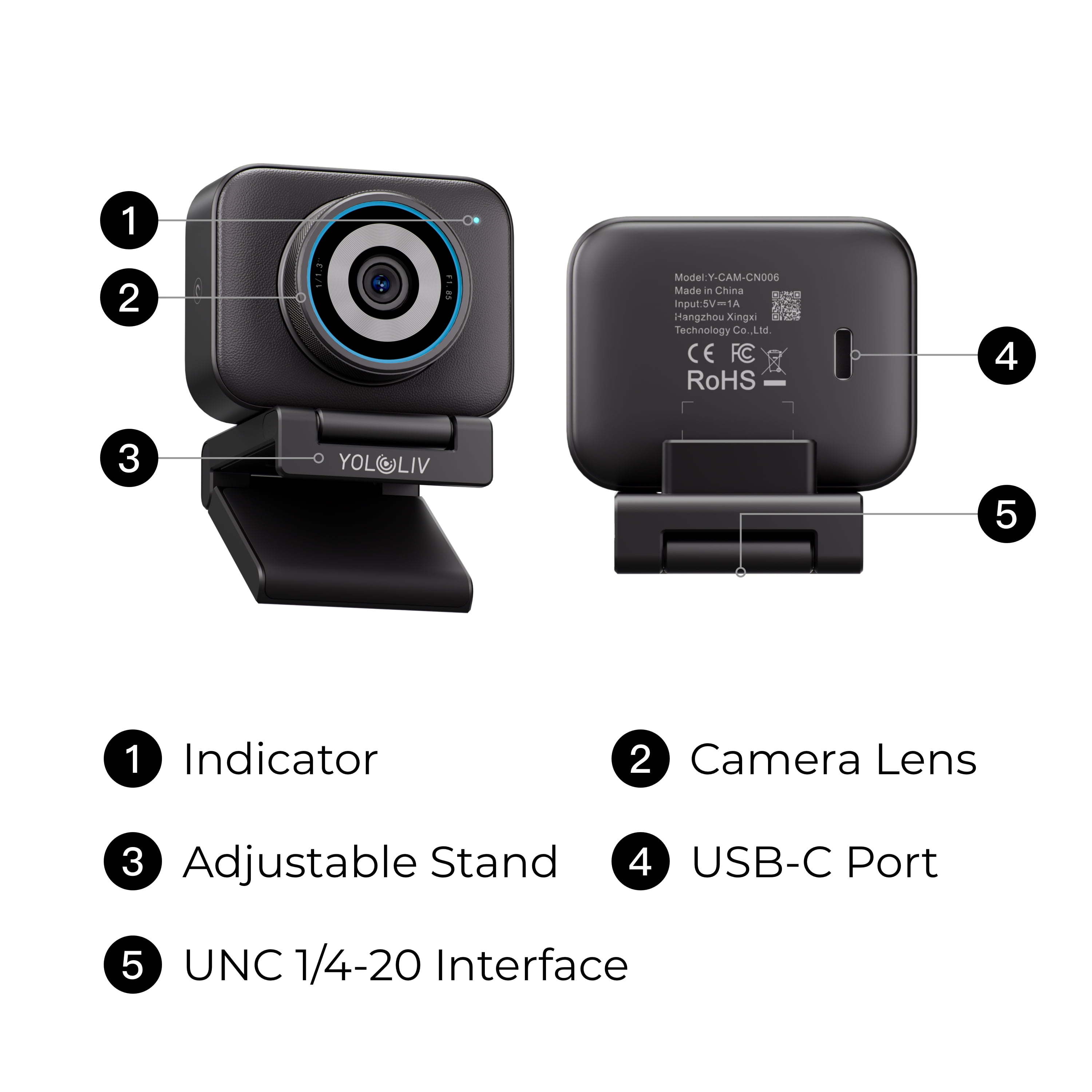 YOLOLIV YoloCam S3, 4K Streaming Webcam, 1/1.28" Sensor, PDAF Autofocus, Uncompressed 4K, 4X Zoom, for Mac/PC