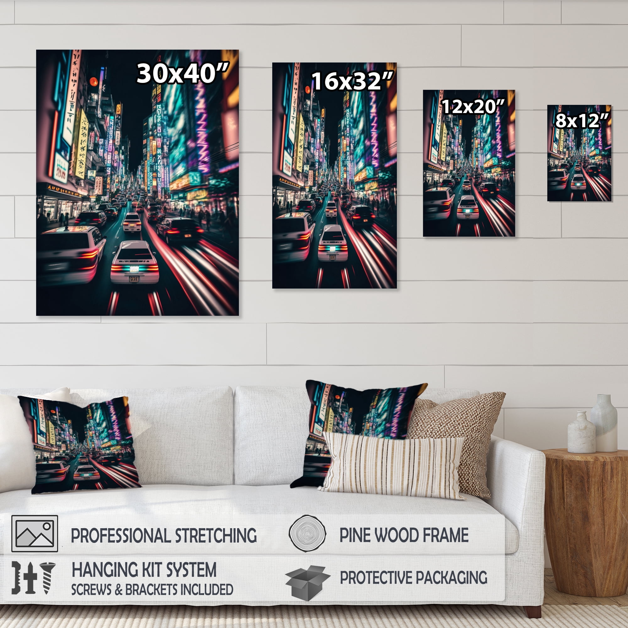 Designart Futuristic Tokyo Neon Canvas Wall Art