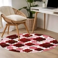 thumbnail image 5 of 3ft Washable Round Rug, Red Moroccan Non-Slip Circle Area Rug for Bedroom Bedside, Abstract Gradient Gold Red Geometric Soft Indoor Floor Mat for Home Decor, 5 of 9