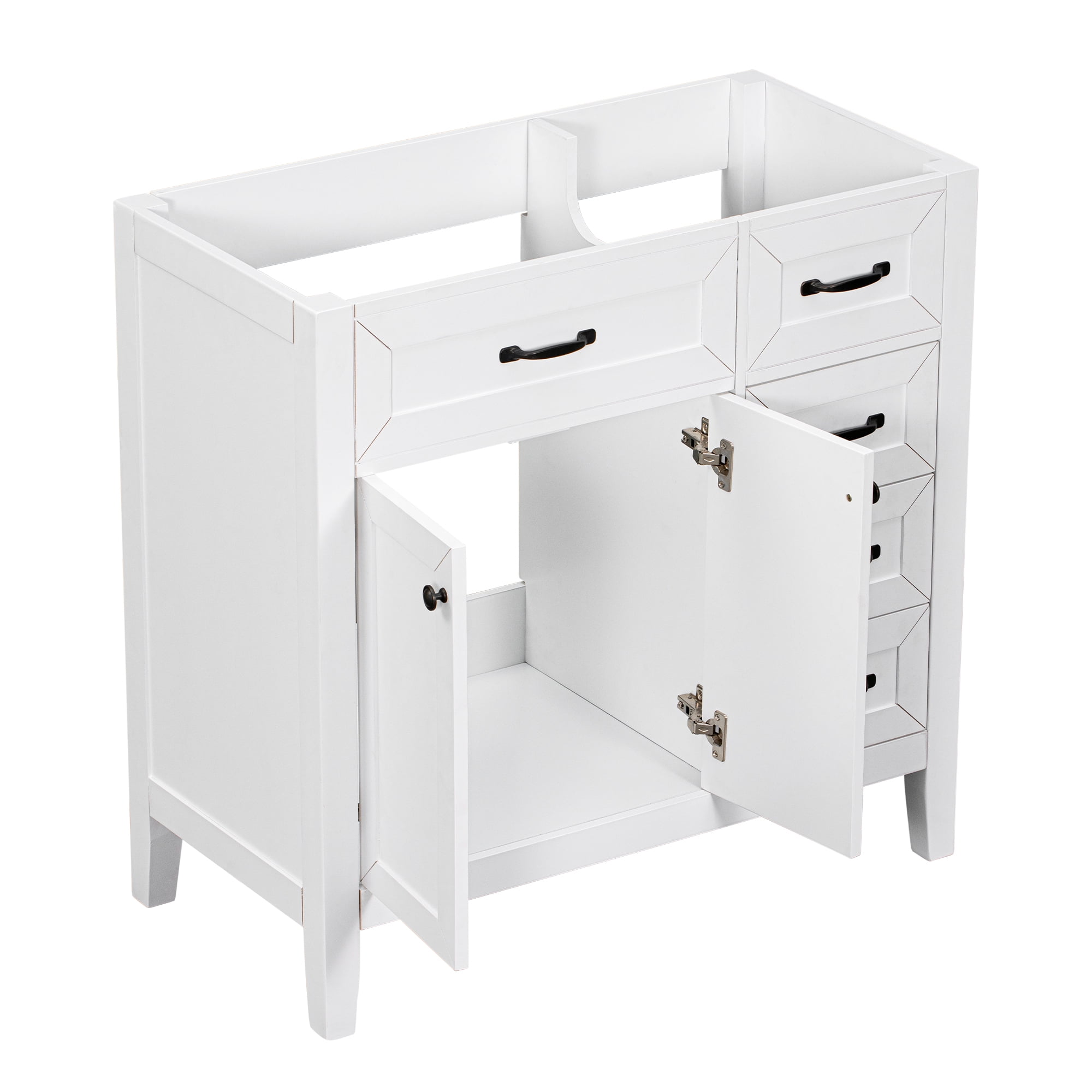 Aukfa Modern Bathroom Vanity without Sink, Freestanding Bathroom Cabinet with Drawers, Solid Frame,White