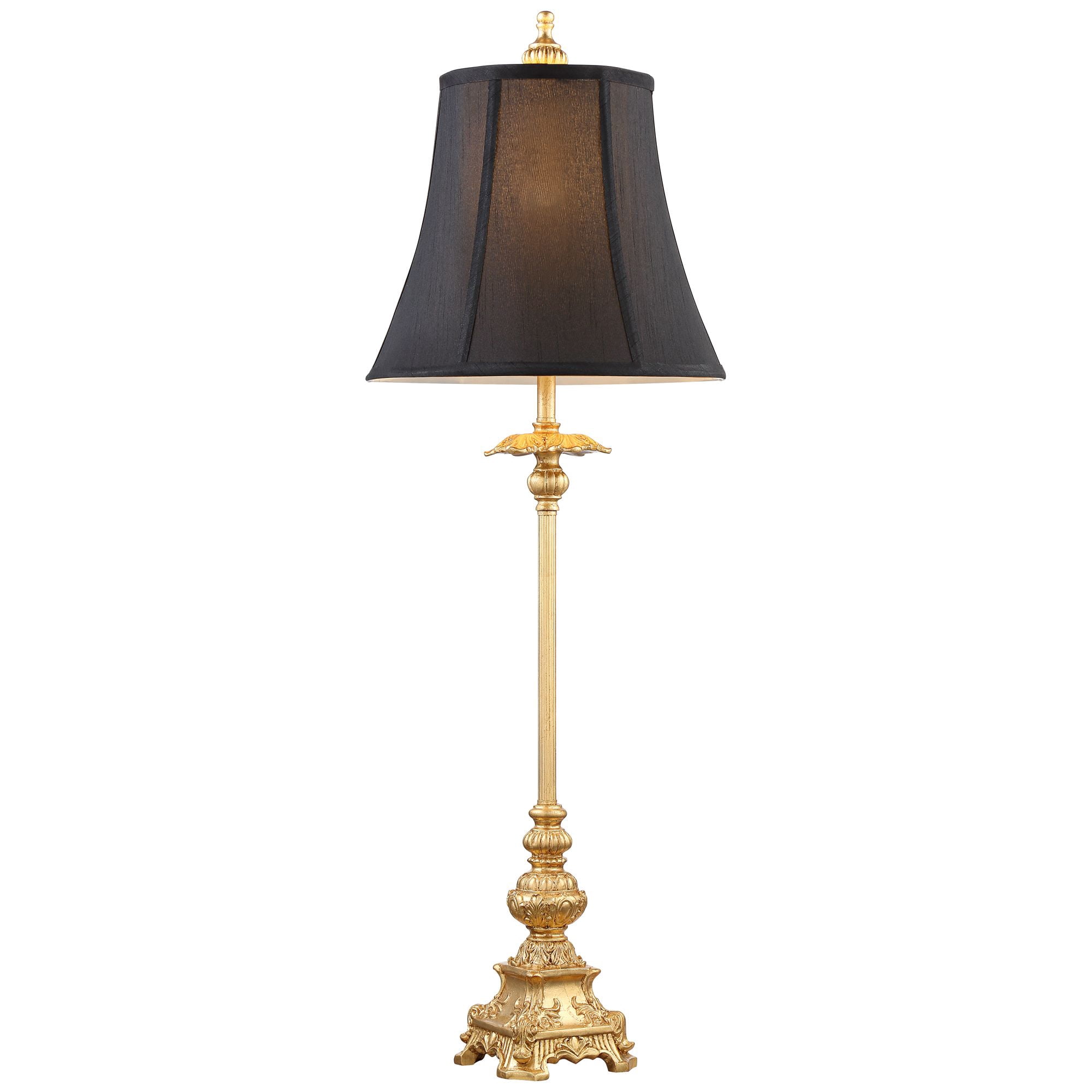 Regency Hill Traditional Buffet Table Lamps 36.5" Tall Set of 2 Gold Intricate Details Black Fabric Bell Shade for Dining Room