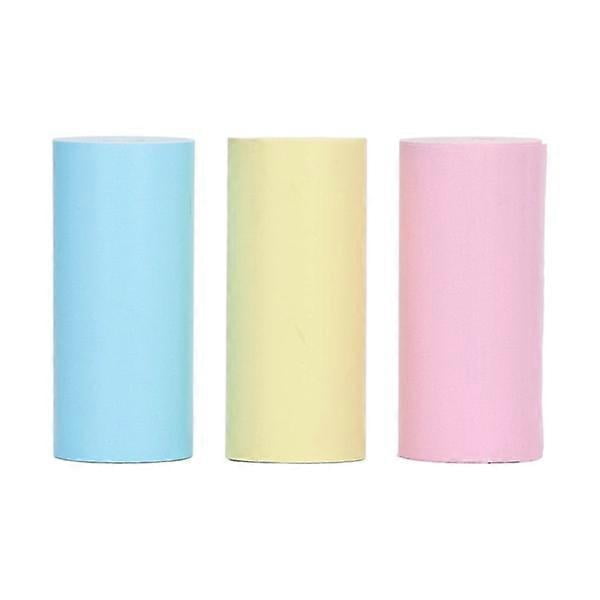 3 Rolls Thermal Printer Paper Mini Thermal Printing Paper Toll Yellow Blue Pink for Label Photo