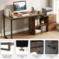 thumbnail image 6 of Costway L-Shaped Desk with Power Outlet 55" Reversible Computer Desk with 3 Drawers Rustic Brown & Black, 6 of 11