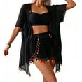 thumbnail image 2 of ICHUANYI Women Swimsuit Cover Up Shirt 2026 Tassel Beach Bathing Suit for Swimwear Bikini Dress Sun Protection Cover-up, 2 of 5