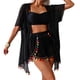 thumbnail image 2 of Xuyuer Women's Sun Protection Cover-Up Tassel Four-Piece Swimsuit Set,Beachwear for Swimming, Resort Vacations and Summer Holiday Essentials, 2 of 5