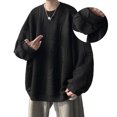 thumbnail image 4 of Camisa de manga larga para hombre, cuello redondo, Hip Hop, estilo extragrande, agradable a la piel, camisa sencilla de gran tamaño para hombre, para fiesta, Shcool Bar, 4 of 8