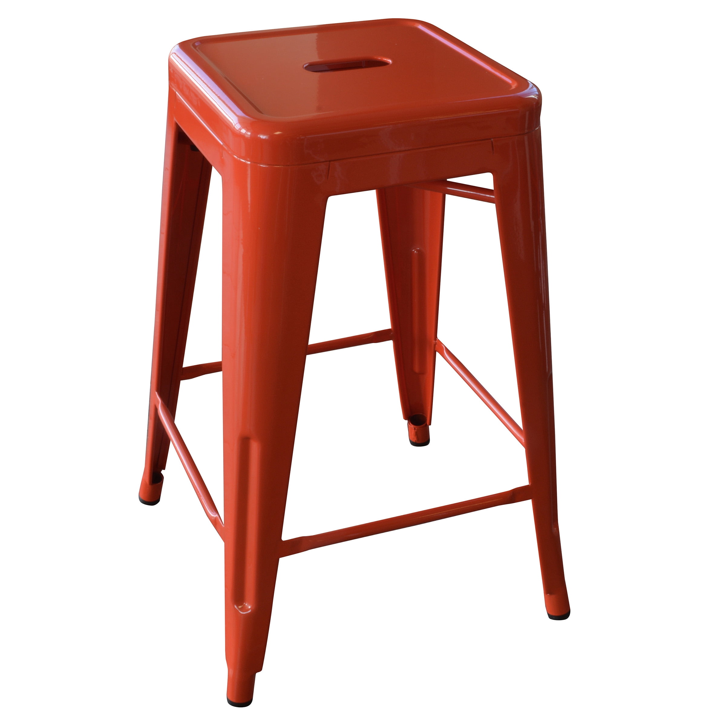 AmeriHome 2 Piece Loft 24 inch Orange Finish Metal Backless Bar Stools for Kitchen, Office, Garage