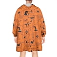 thumbnail image 2 of Wearable Oversized Blanket,Halloween Orange Background Icons Wearable Blanket Hoodie for Adults,Cozy Hooded Blankets with Super Pockets,Super Warm Fuzzy Pullover for Women & Men, 2 of 6
